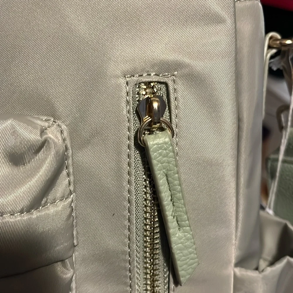 Haute Hippie Green On the Go Backpack Viral Decorative Beige Strap NWT